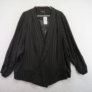 Torrid Jacket Womens Size‎ 6X Black Stripe Twill Blazer Ruched Long Sleeve New